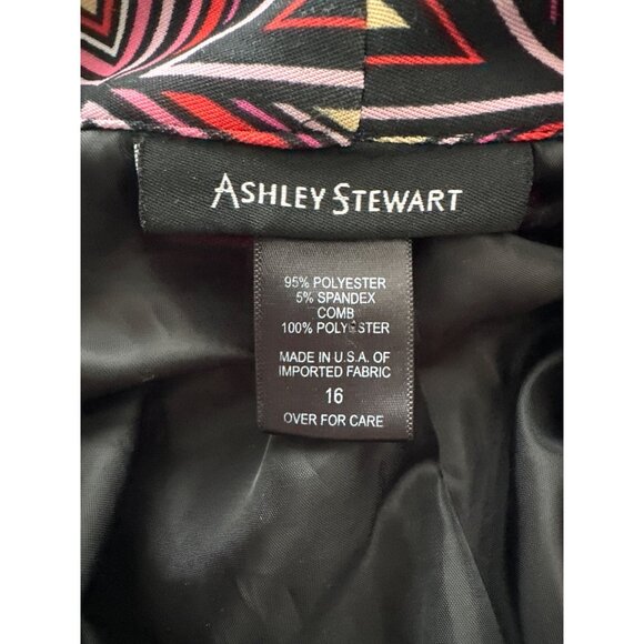Ashley Stewart Open-Front Geometric Print Blazer Jacket Cinched Sleeves Size 16 - Picture 5 of 5